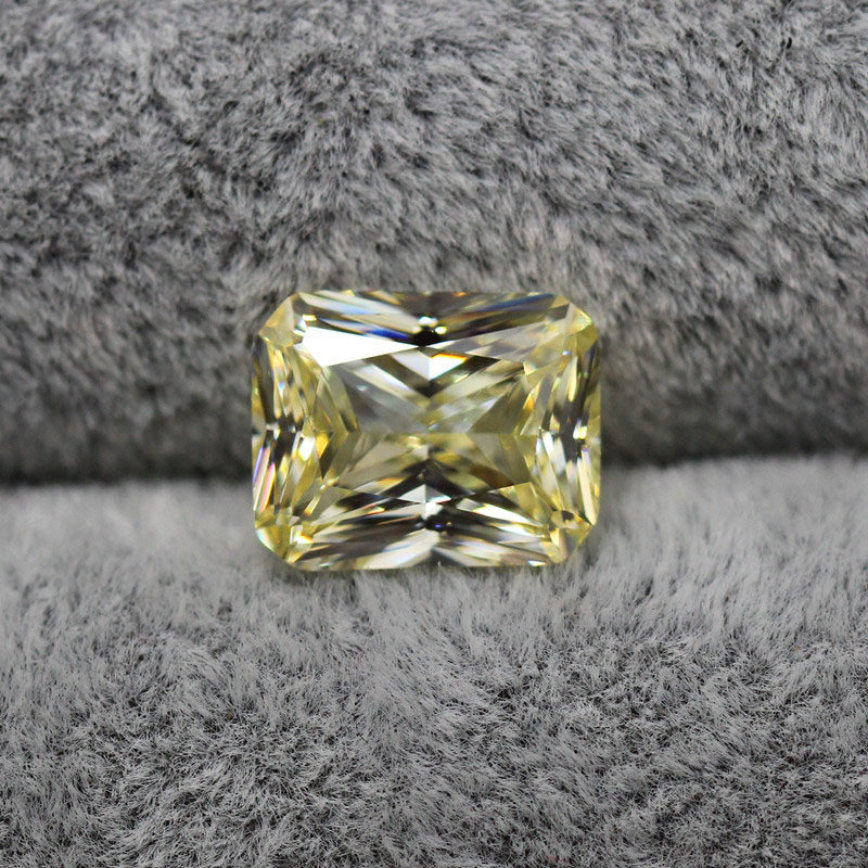 3克拉黄钻石裸钻长方形黄色瑞士钻浅黄锆裸石男女戒指戒面未镶嵌