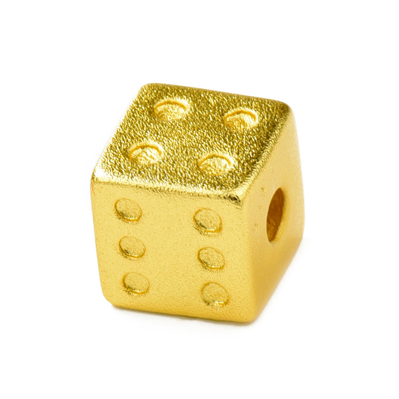 越南沙金黄铜镀金金色骰子手工diy红绳编织其他diy饰品配件