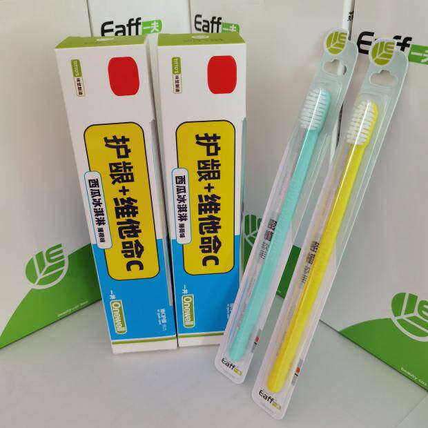 eaff一夫一井牙膏维c护龈西瓜冰淇淋木糖醇薄荷180克2盒送2支牙刷