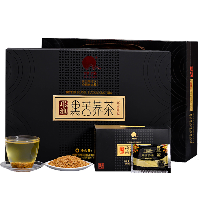 邛池黑苦荞茶礼盒正品大凉山特产荞麦茶600g小袋粗粮茶浓郁麦香