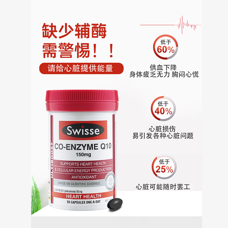 辅酶swisseq10澳大利亚心脏护心片保健品ql0原装进口旗舰店泛醇