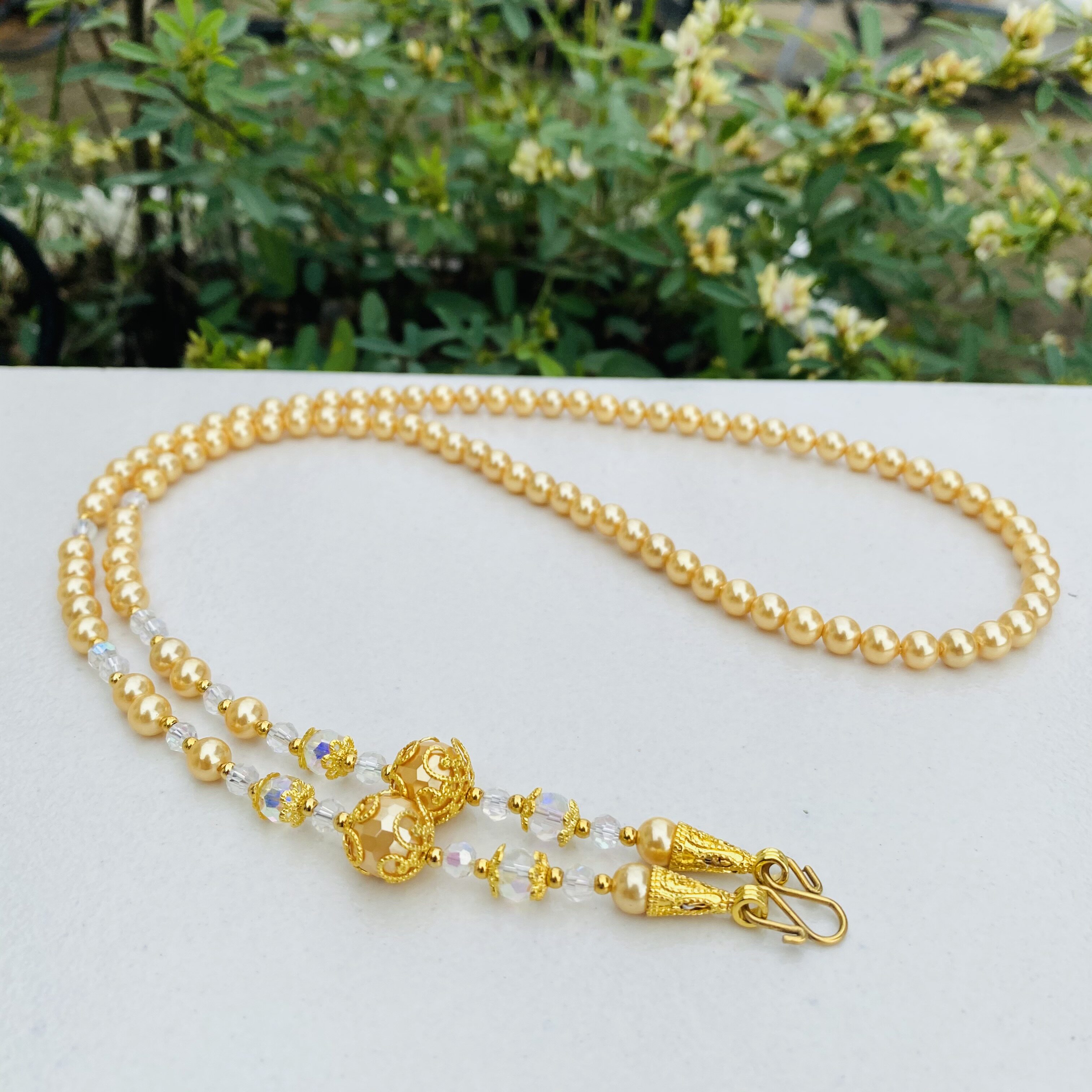 佛牌新款泰国链保色6mm高光贝珠挂链毛衣专用项链