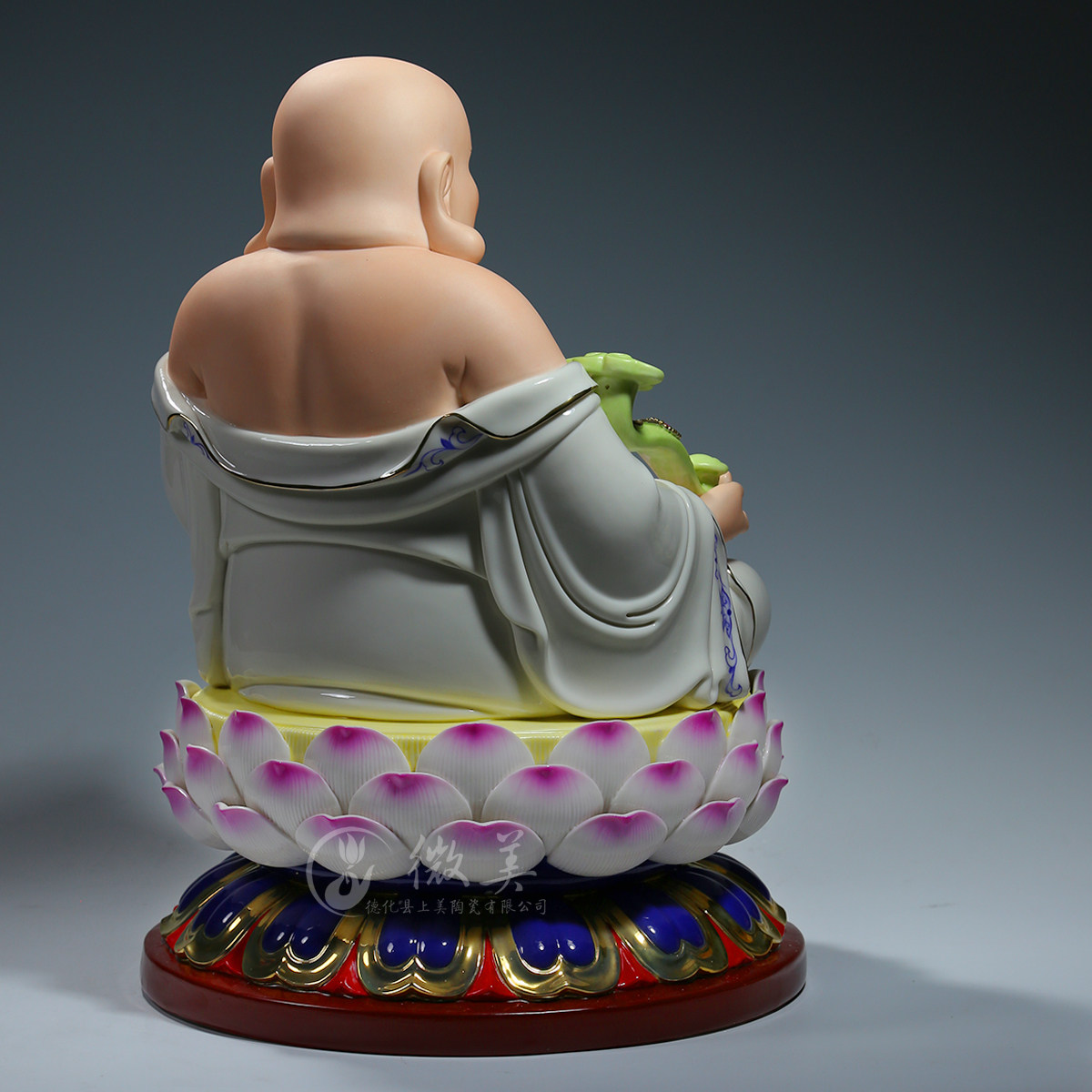 10至20吋青花彩绘大肚弥勒佛像家用供奉如意笑佛像摆件大号佛像