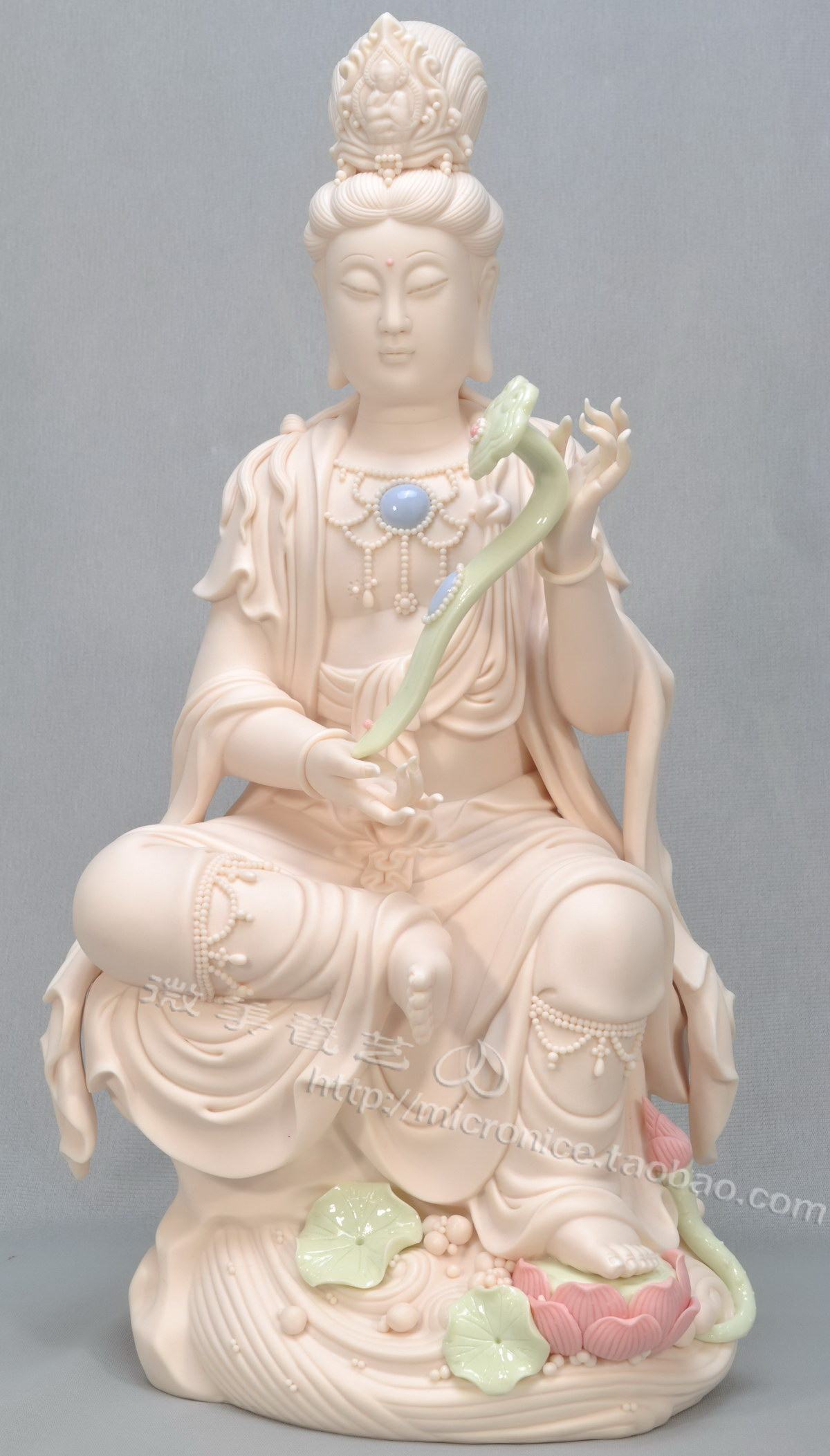 收藏品吋神思妙如意观音菩萨佛像摆件陶瓷陶瓷工艺摆件