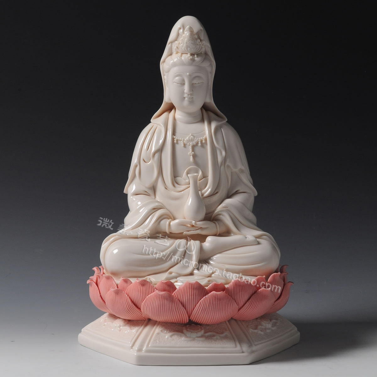 观音八角莲花双手托净瓶佛像摆件音像工艺品摆设摆件