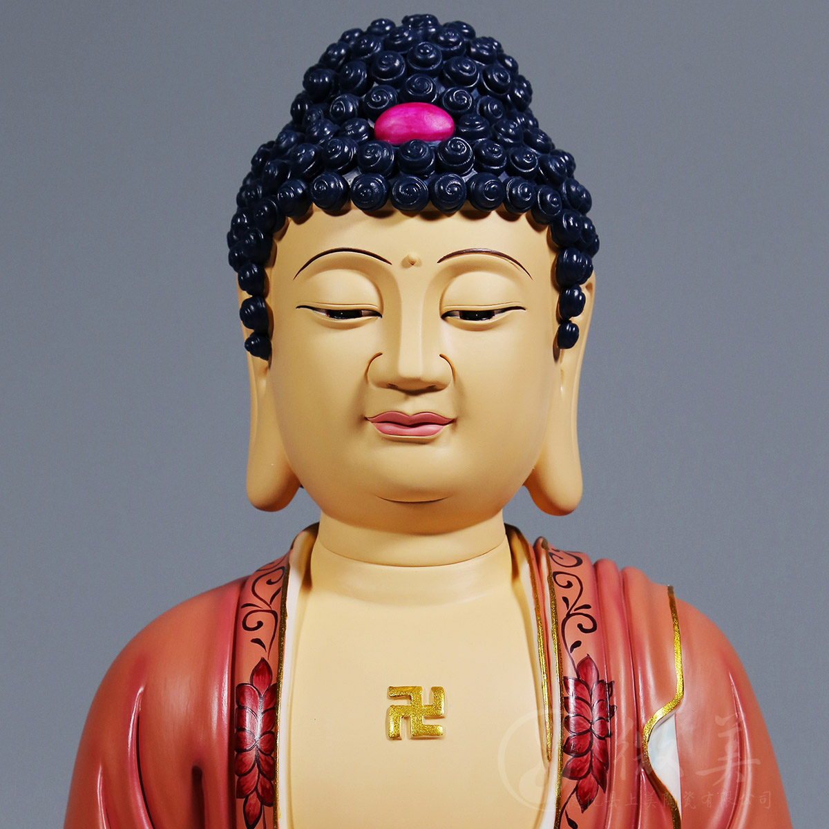 德化陶瓷26吋立莲西方三圣之阿弥陀佛全彩释迦牟尼药师佛