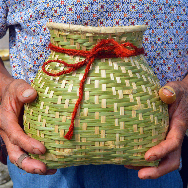 竹编小鱼篓手工编织儿童小背篓装饰演出道具插花摄影采茶竹篓竹筐