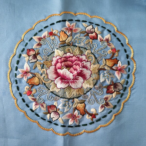 中式苏绣手工绣花复古刺绣团花老绣片花服装设计苏绣