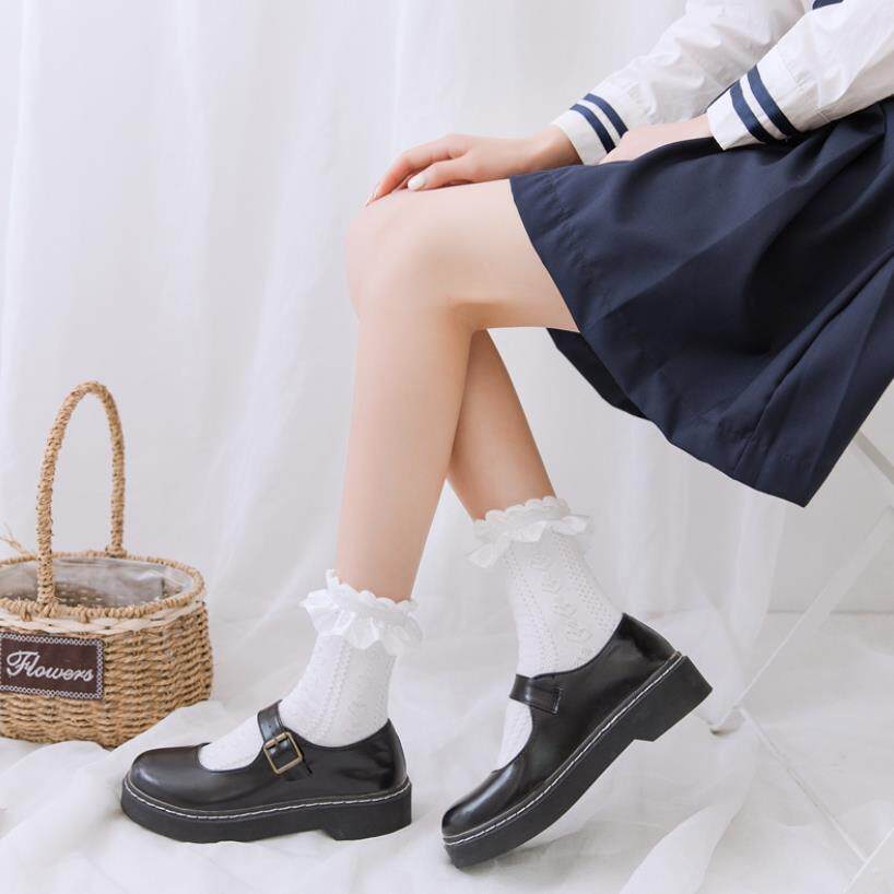 日系春夏jk制服袜薄款可爱短袜软妹花边lolita中筒袜