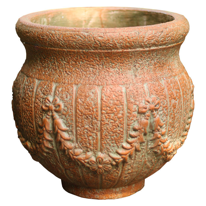 花盆欧式别墅浮雕陶红陶圆复古做旧陶盆陶土花盆