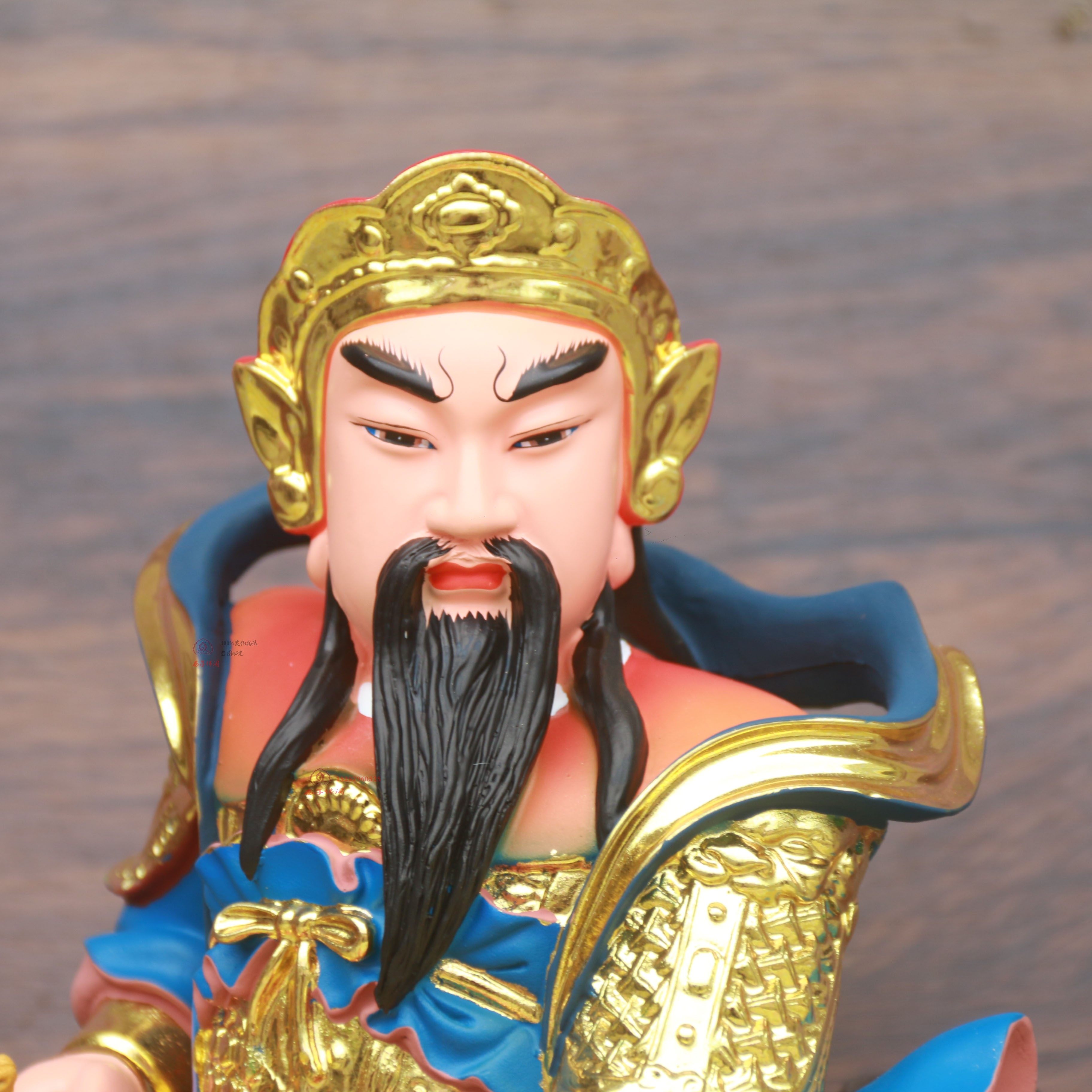 摆件真武大帝树脂七彩家居12寸北帝披发祖师摆件