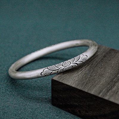 纯手工银匠雪儿足银牡丹母亲长辈时尚手镯