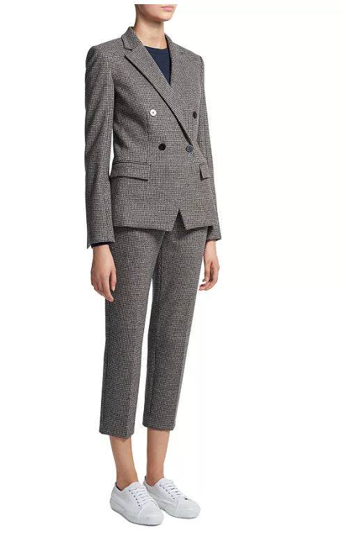 绍兴k0821107套装半裙九分兴美西装双排千鸟格theory西装