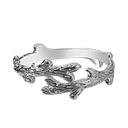 Personality versatile simple design S925 sterling silver jewelry temperament, beautiful vegetarian silver branches opening ring ring female ring Personality versatile simple design S925 sterling silver jewelry temperament, beautiful vegetarian silver branches opening ring ring female ring