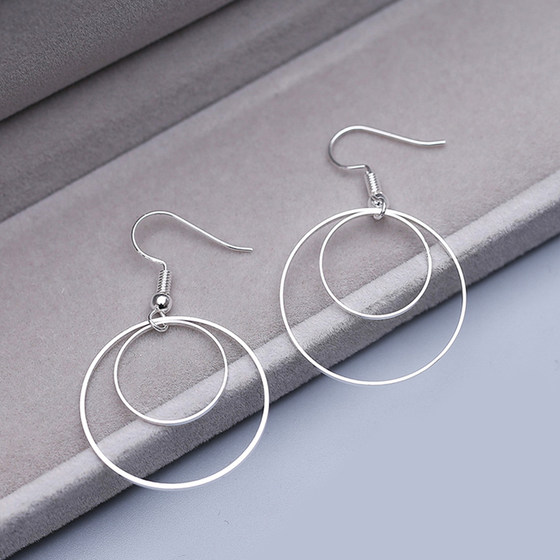 Original simple niche design S925 sterling silver ear jewelry temperament double -layered earrings female earring earrings earrings earrings Original simple niche design S925 sterling silver ear jewelry temperament double -layered earrings female earring earrings earrings earrings