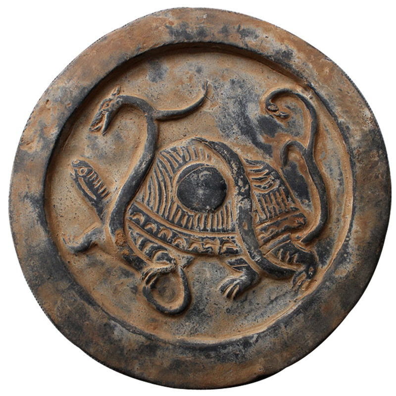 仿古瓦当神兽陶器摆件四方神秦砖汉长乐未央中式摆件