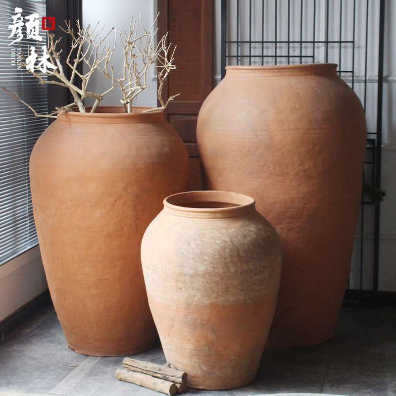 超大土陶翁罐花瓶特大陶器米高陶缸景观花盆花瓶