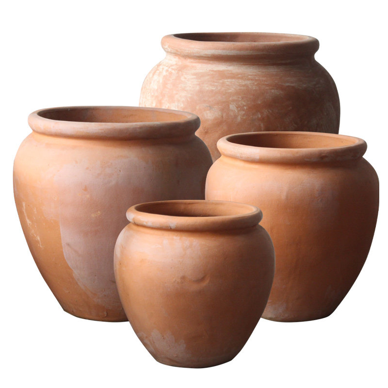 组合款红陶缸陶罐落地庭院花盆加厚耐用复古花盆