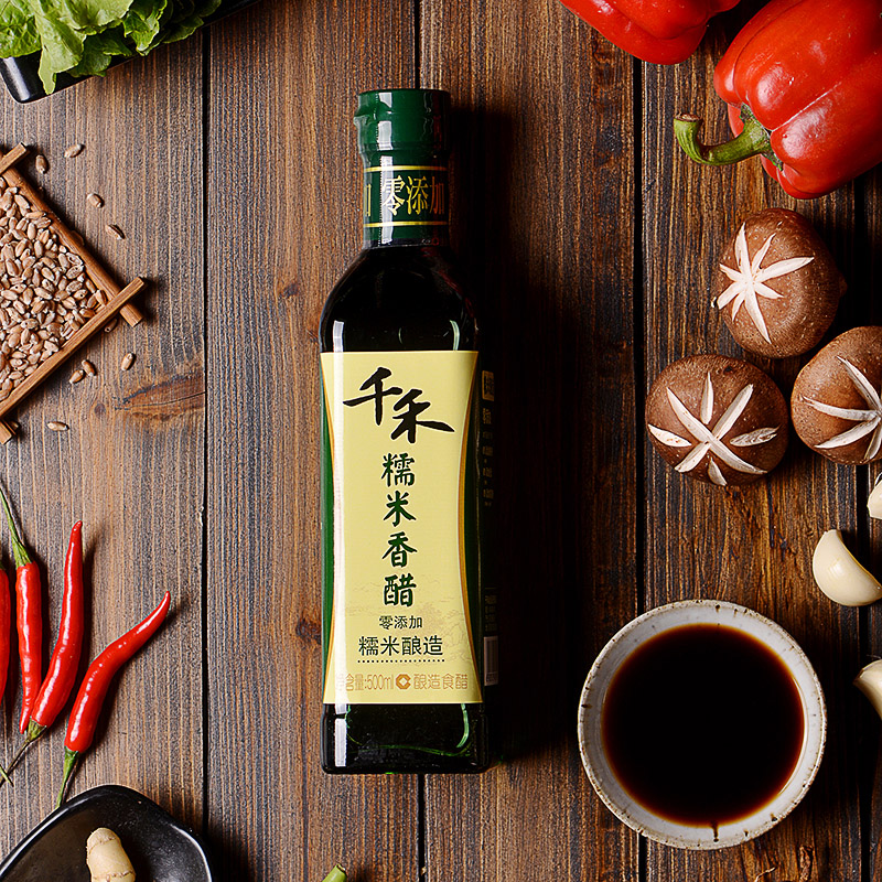 糯米香醋500ml4瓶千禾粮食酿造米醋饺子醋蟹泡黑豆食用醋零添加