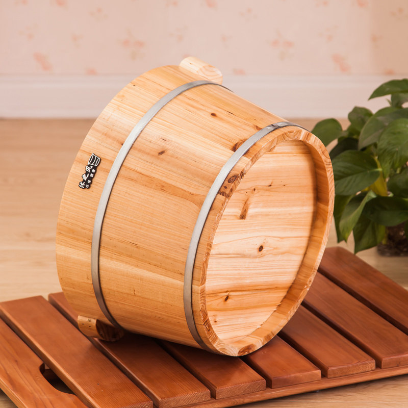 沐之风香杉木泡脚木桶足浴桶洗脚桶木盆洗脚盆泡脚桶木桶 带盖子