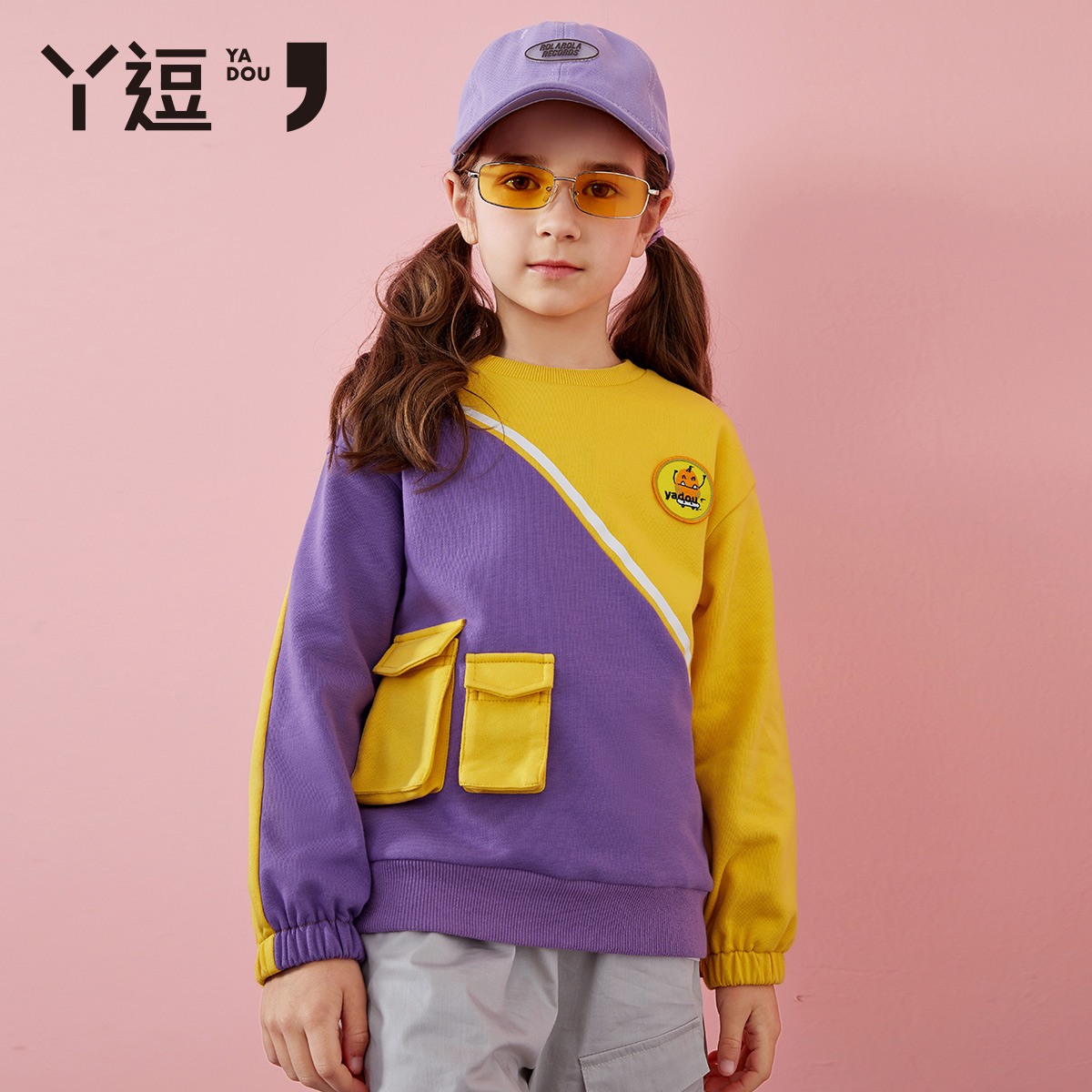 丫逗童装女童卫衣2021新款女孩春款衣大童女卫衣