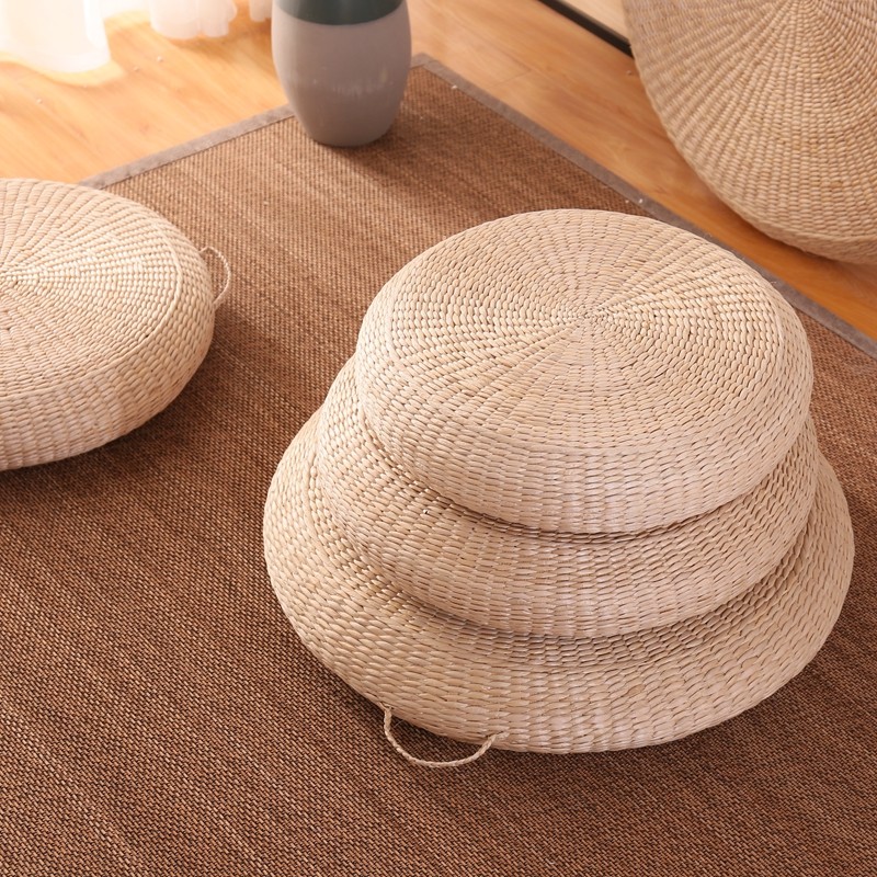 日式草编蒲团坐垫加厚家用茶道藤编榻榻米打坐蒲团