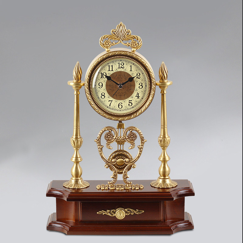 宝丽黄铜欧式复古座钟钟表客厅摆件坐钟别墅座钟