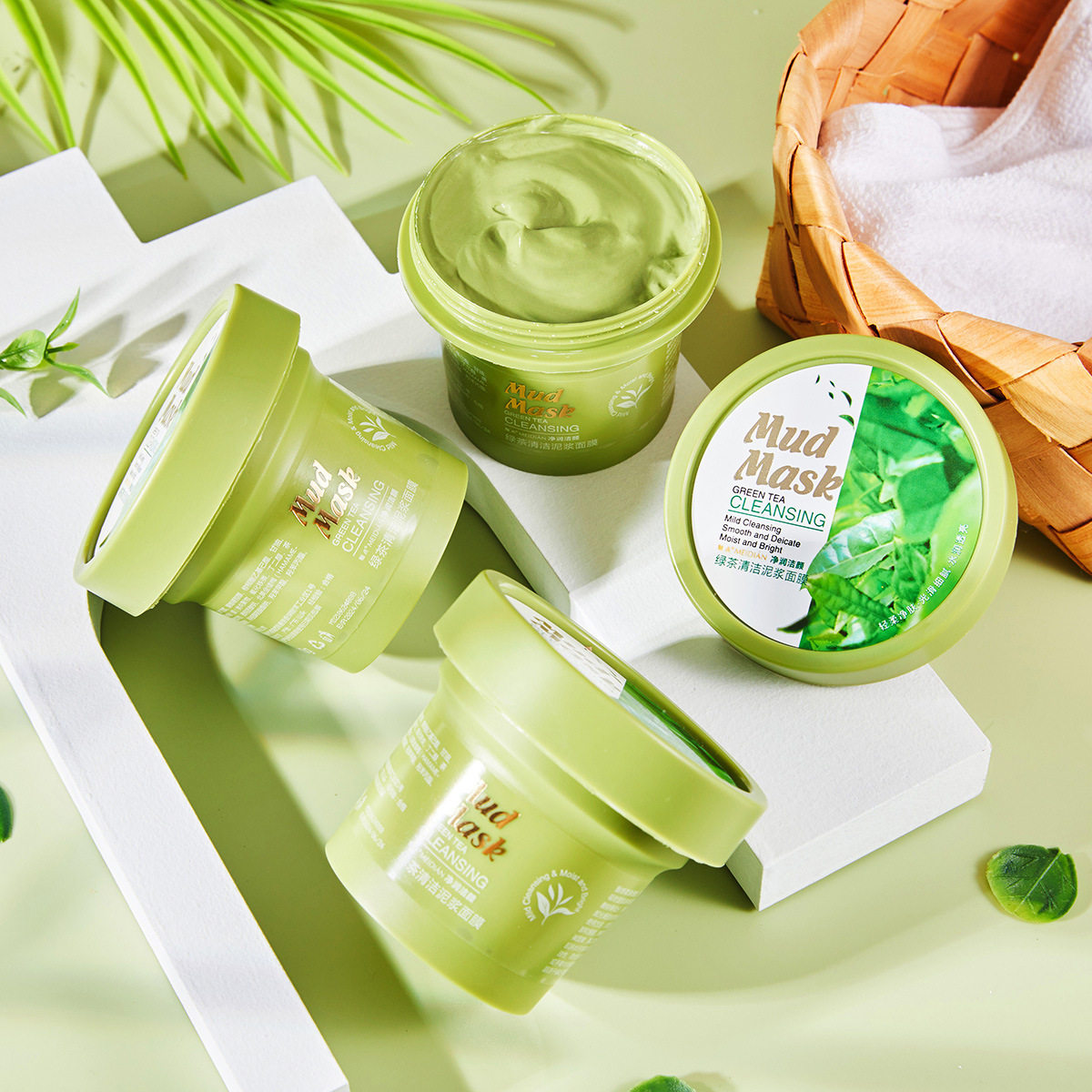 魅点绿茶清洁泥浆固体面膜100g