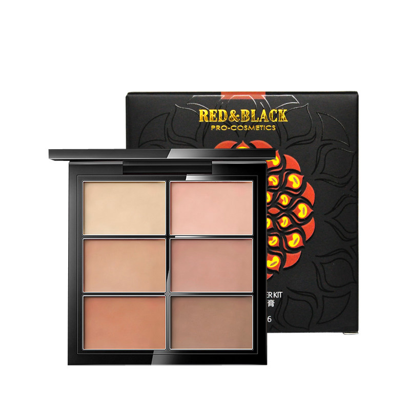 红与黑六色遮瑕膏修容遮瑕盘修饰遮盖脸部斑点遮瑕