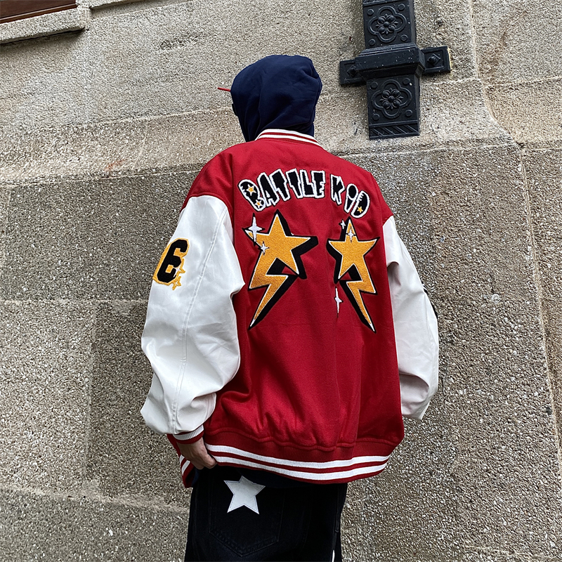 BLACKSOAG美式街头星星刺绣棒球服潮牌宽松男女情侣百搭夹克外套