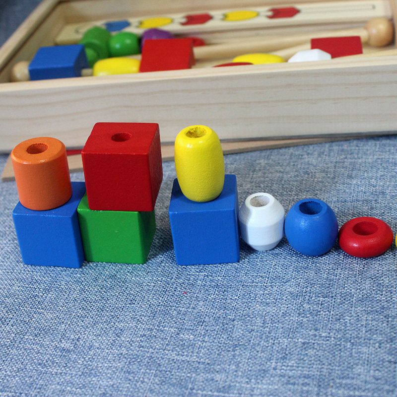 蒙氏早教益智玩具木棍珠子串珠幼儿园小班教具1234岁婴幼儿串珠