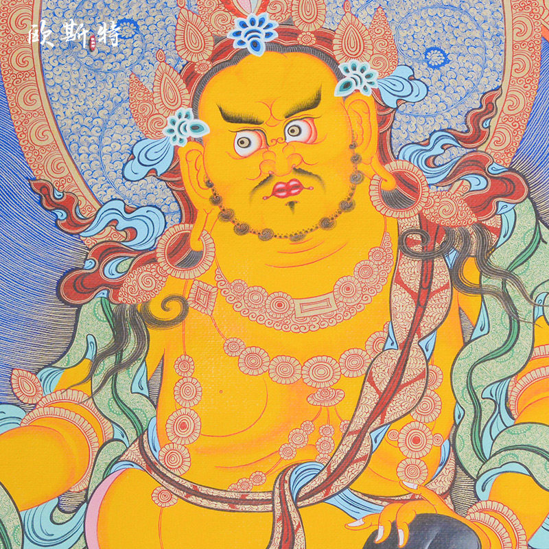 财神黄财神供奉转轴五路印刷颜料矿物装裱居家现代装饰画