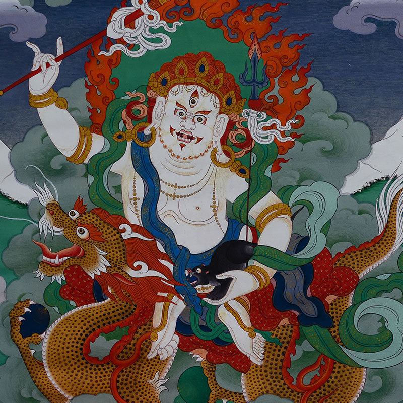 财神欧斯特白财神唐卡尼泊尔棉布装裱矿物颜料画心现代装饰画