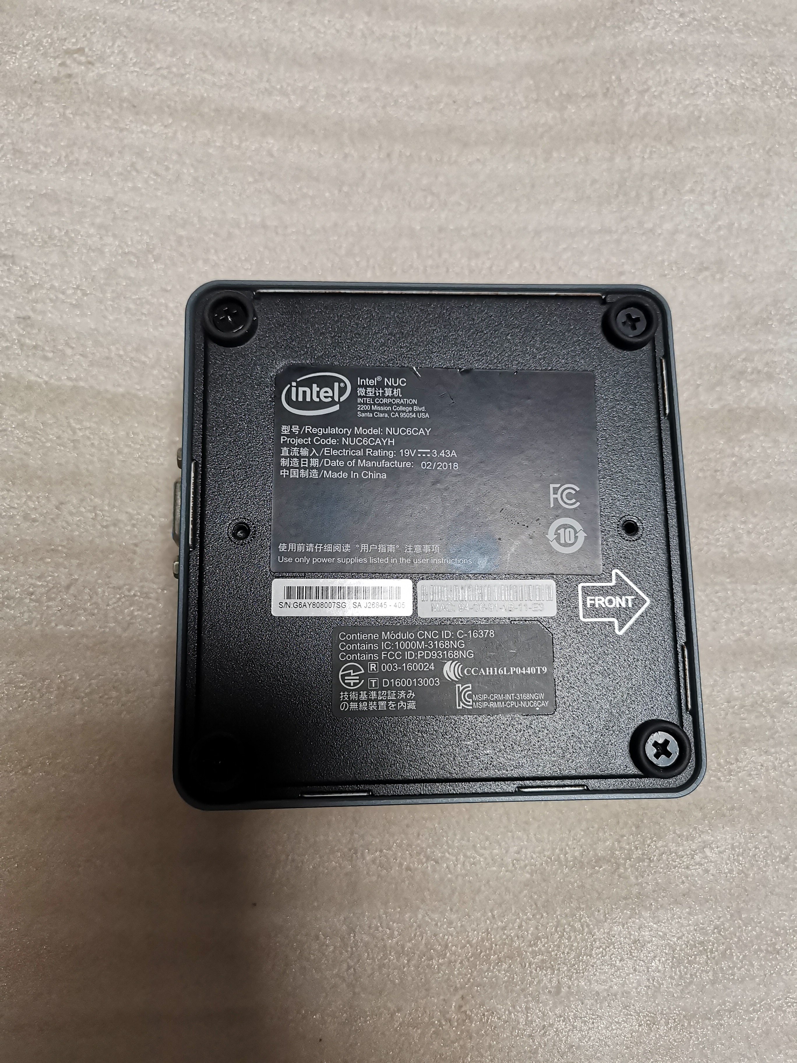 intel英特尔nuc6cayhj3455四核微型主机win710支持4k台式整机