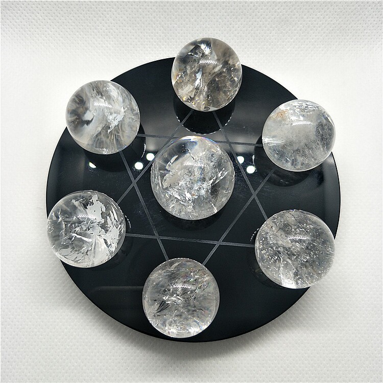 天然白水晶水晶七星摆件白水水晶球家居开业礼品颈饰