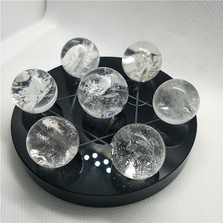 天然白水晶水晶七星摆件白水水晶球家居开业礼品颈饰