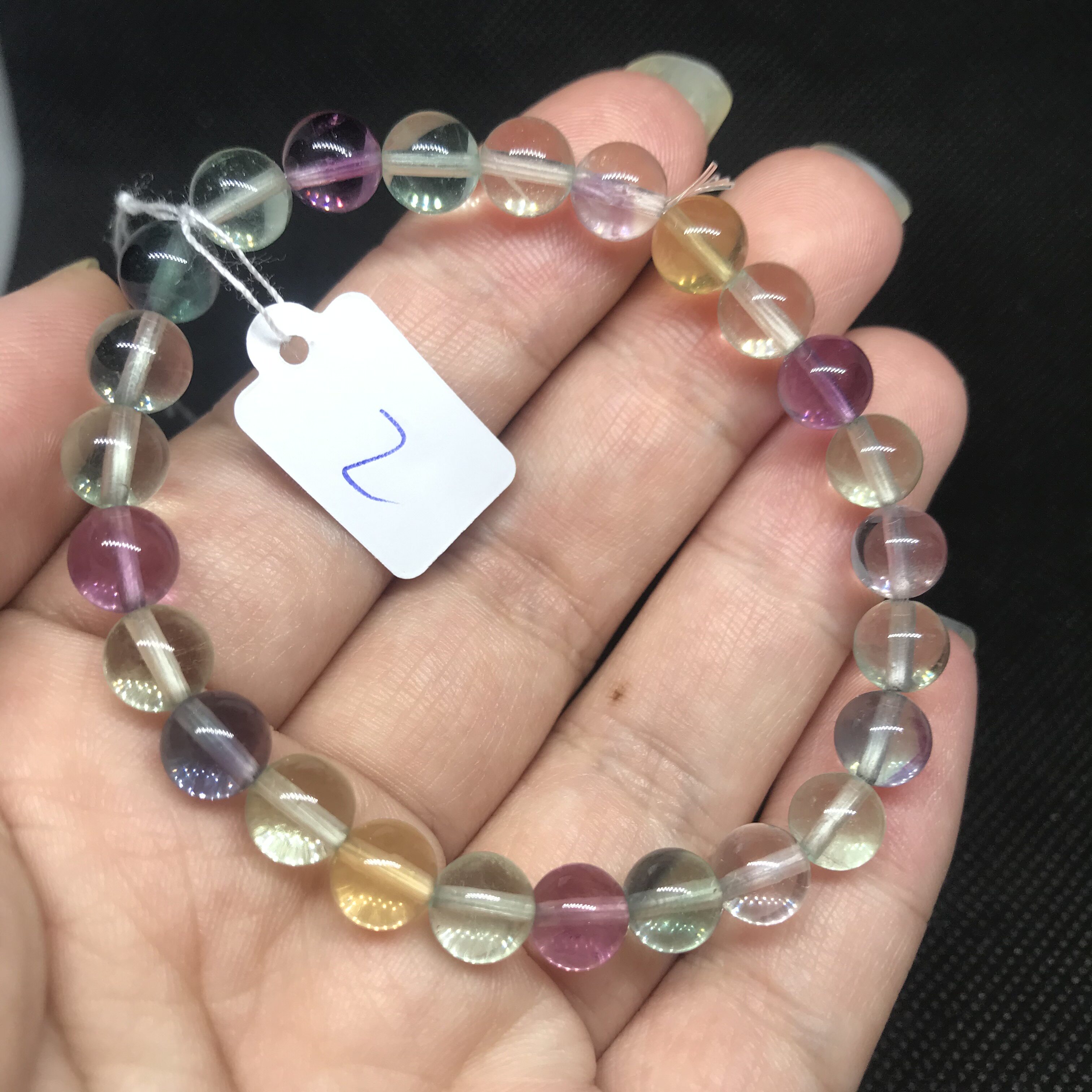 手链天然彩色萤石圆珠单圈毫米左右晶体一物一图手链