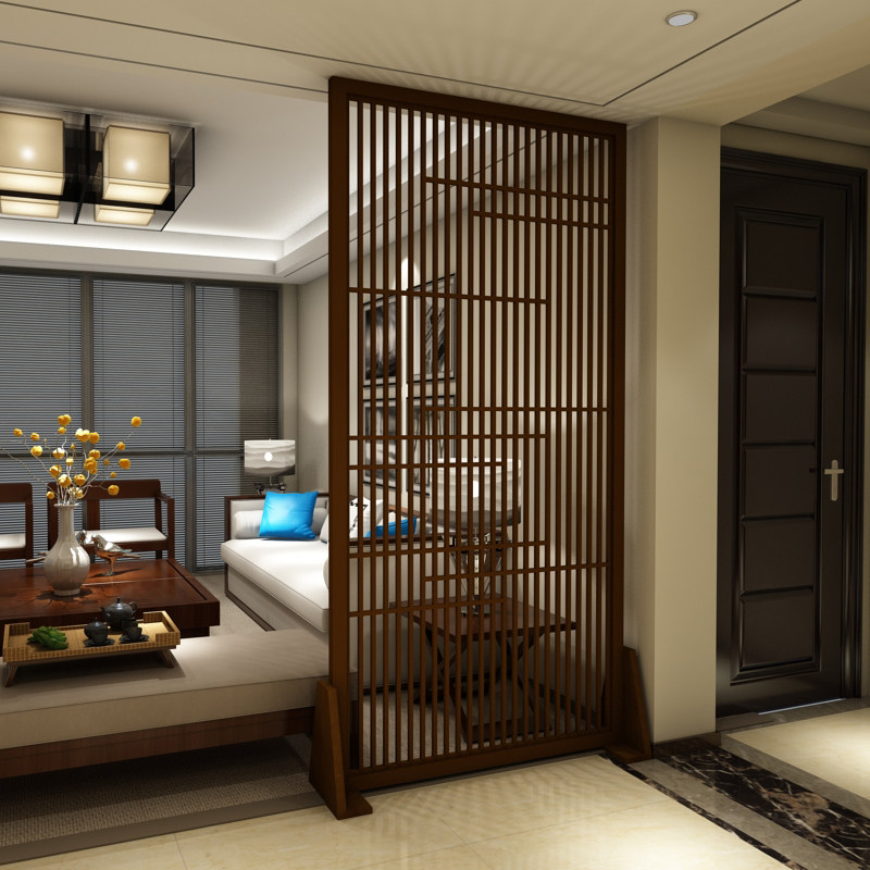 隔断中式玄关实木栅栏屏风客厅移动现代简约入户座屏