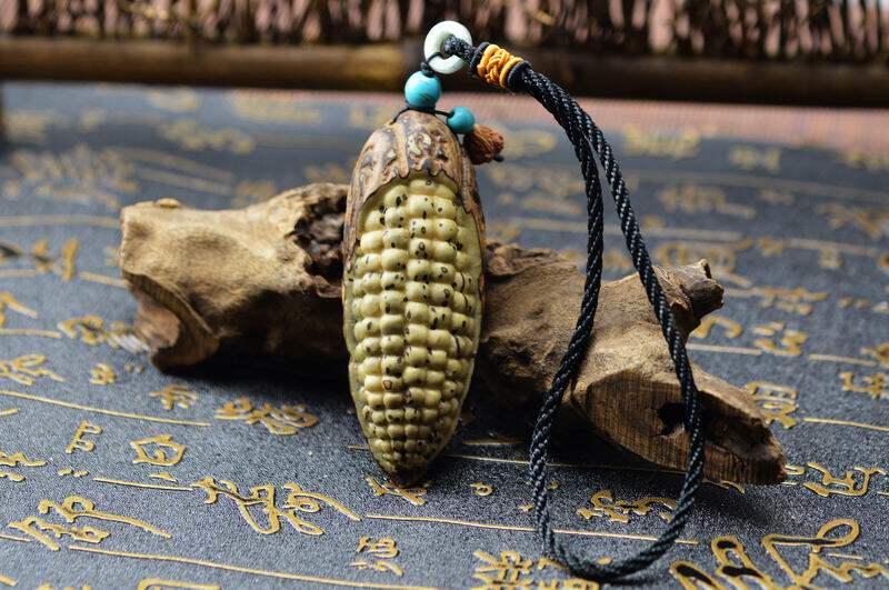 千眼菩提雕玉米 千眼菩提包谷 刀工雕刻 菩提籽雕刻 葫芦雕刻