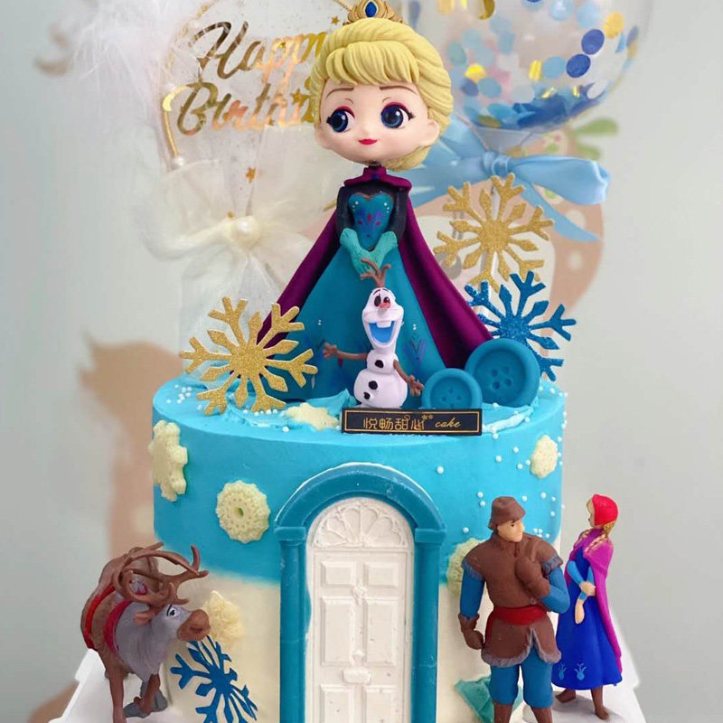 女孩生日蛋糕装饰摆件网红冰雪奇缘爱莎安娜白雪贝尔公主插件配件