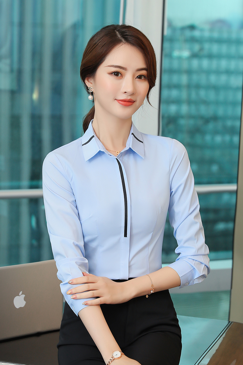 前台接待女装职业衬衫女长袖秋酒店服务员工作服餐饮高档时髦套装