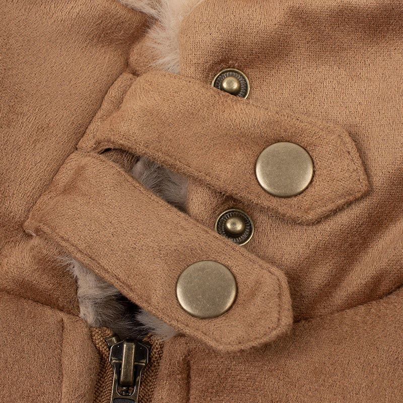 vintagetang毛棉服外套女加棉服休闲羊羔美式短款卡其棉衣