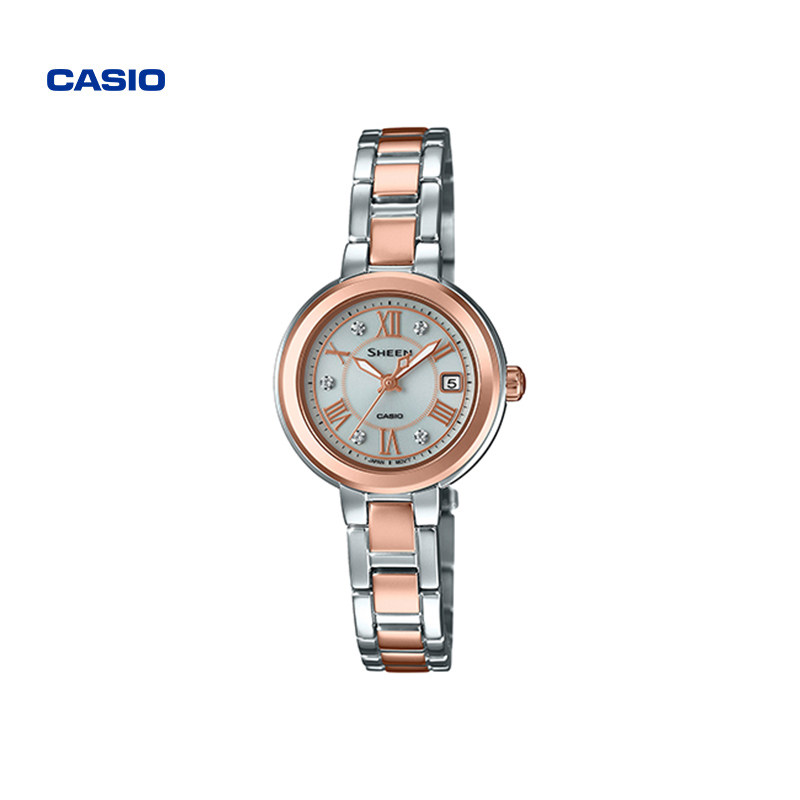 casioshs-4523防水女士太阳能手表卡西欧官网sheen官方正品日韩腕表