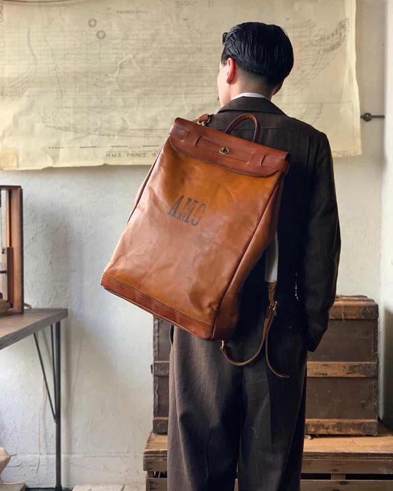 vasco官方代理日本vs206l男士女士手染牛皮手提包双肩背包