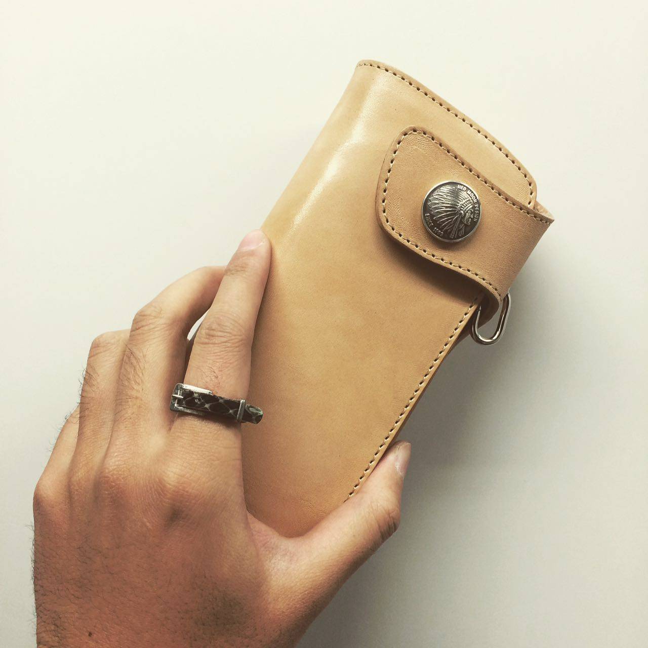 日本直邮redmoon红月ncw02ak真皮牛皮男士经典机车长钱包