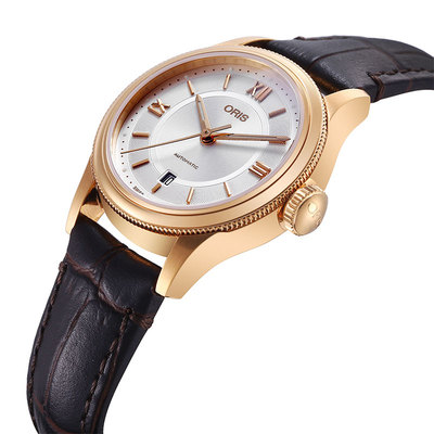 oris豪利文化经典时尚休闲日历银盘透底自动机械瑞士腕表 原价8800元