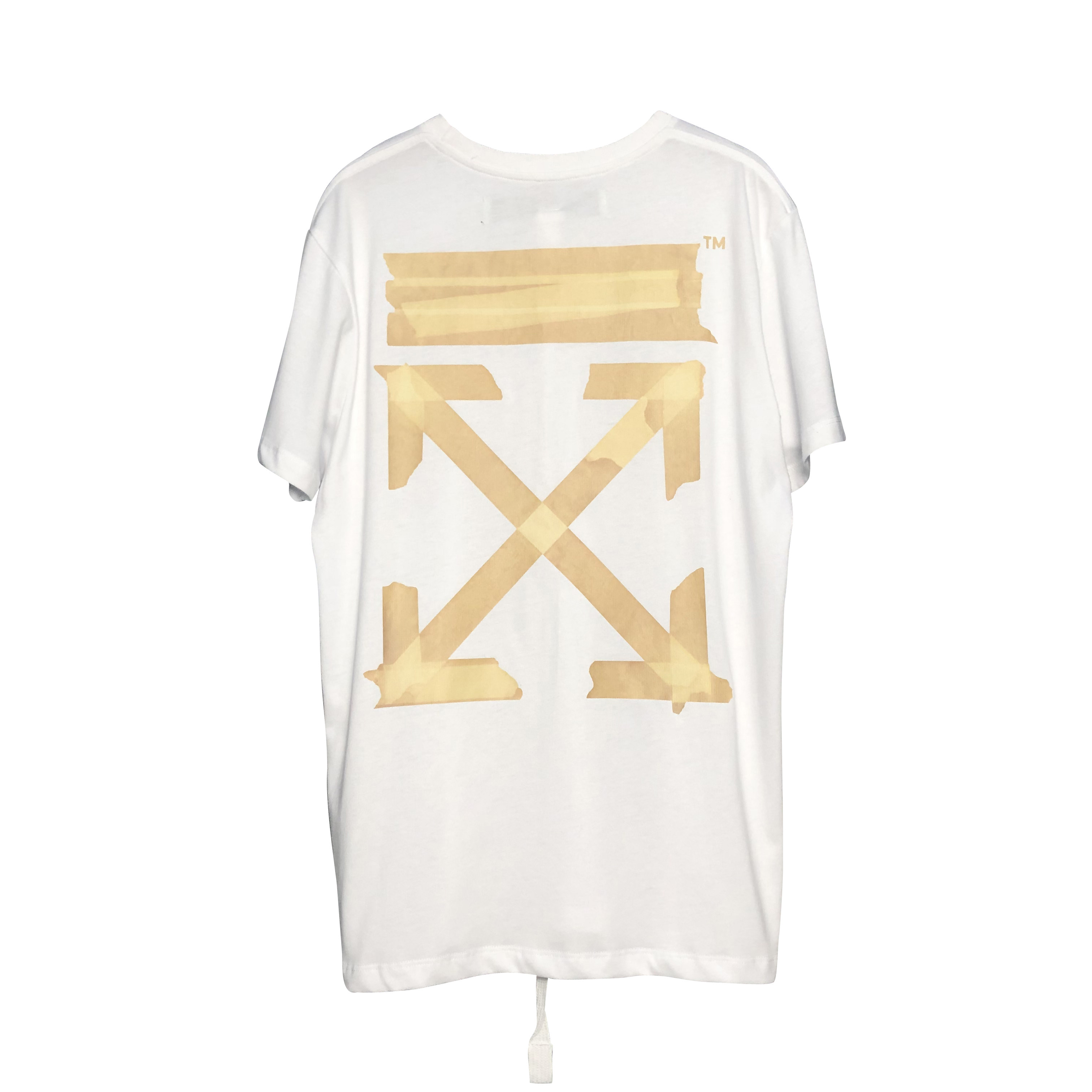 新款offyfakelwhite烫金贴纸箭头ow胶带短袖t恤