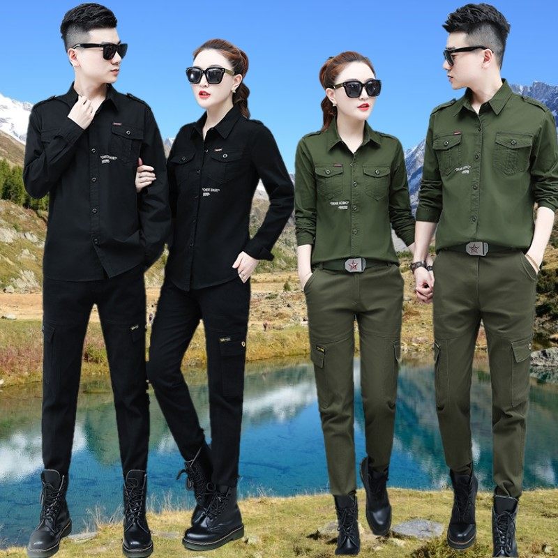 户外黑色两件长裤军装一套男女战术外军军训作训外套