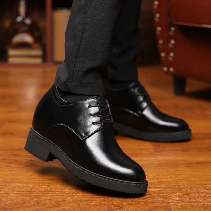 增高高纳皮鞋10cm商务务正男士高跟鞋12cm厚底正装皮鞋