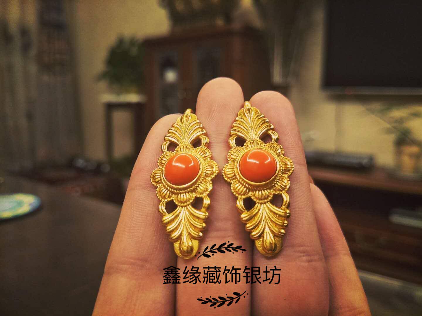 西藏印度尼泊尔不掉掉色藏式藏族装配配饰仿金耳环